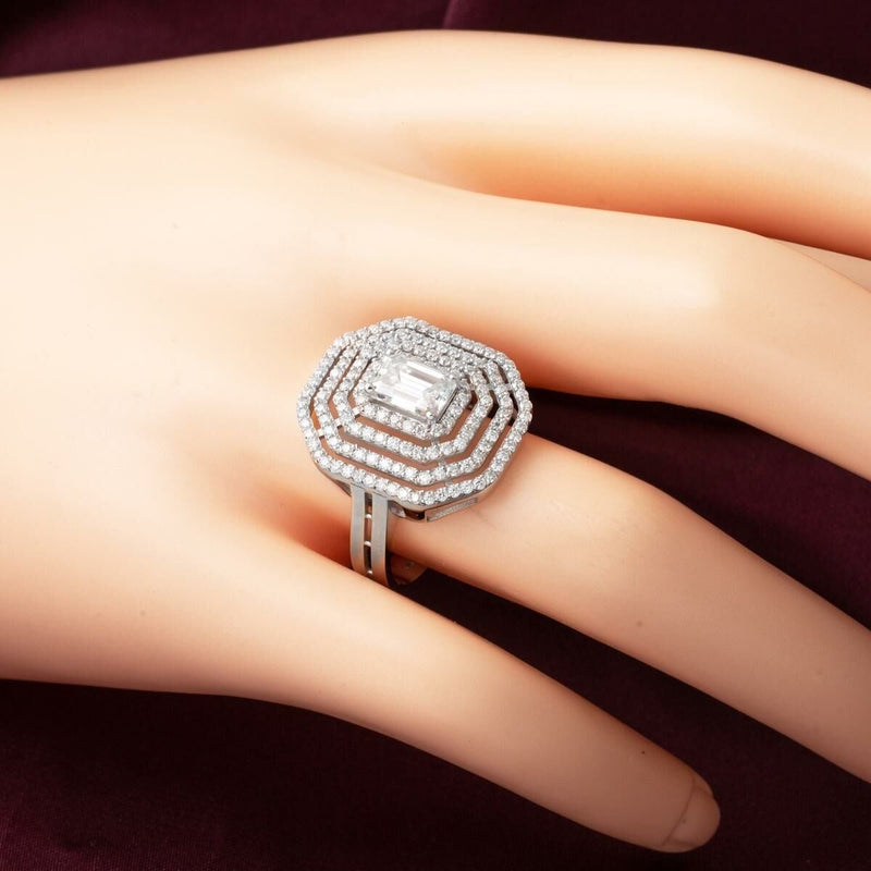 14K White Gold 2 Ct Baguette Moissanite Ring