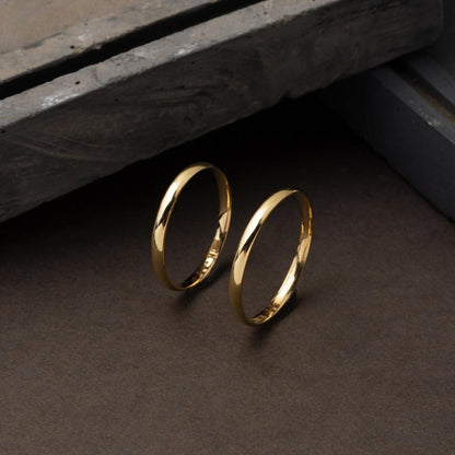 14K Yellow Gold 2 mm Classic Men's Wedding Band Ring