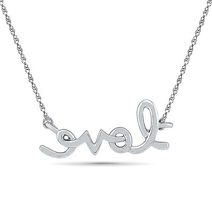 "LOVE" Script Necklace in 10K White Gold