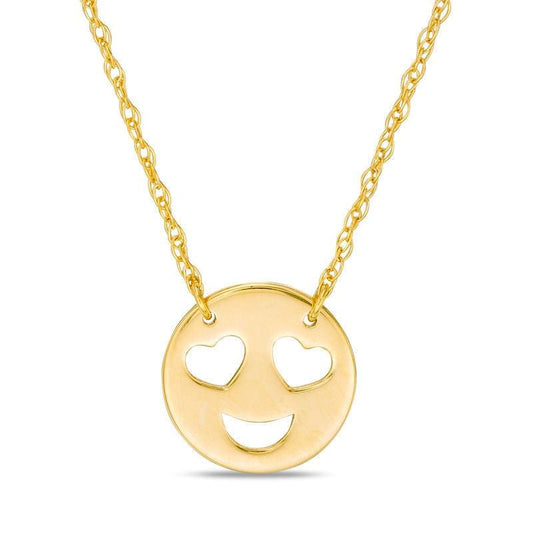 "Love" Smiley Face Necklace in 14K Gold
