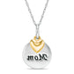 "Mom" Round Disc Pendant with Puffed Heart Charm in 10K Two-Tone Gold