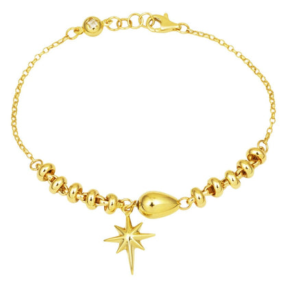 14K Yellow Gold North Star Charm Bracelet