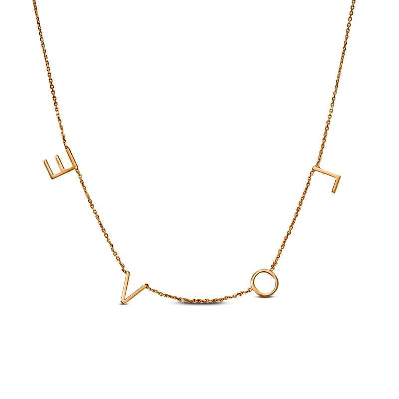 "LOVE" Station Necklace in 14K Rose Gold