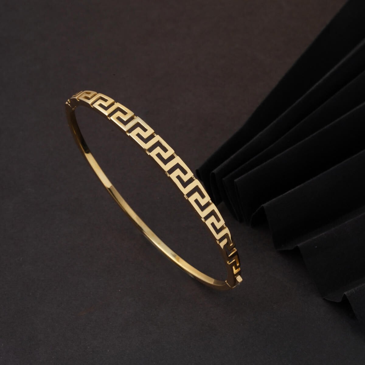 14K Yellow Gold Designer Inspired Model 14 Hinged Cuff Bangle