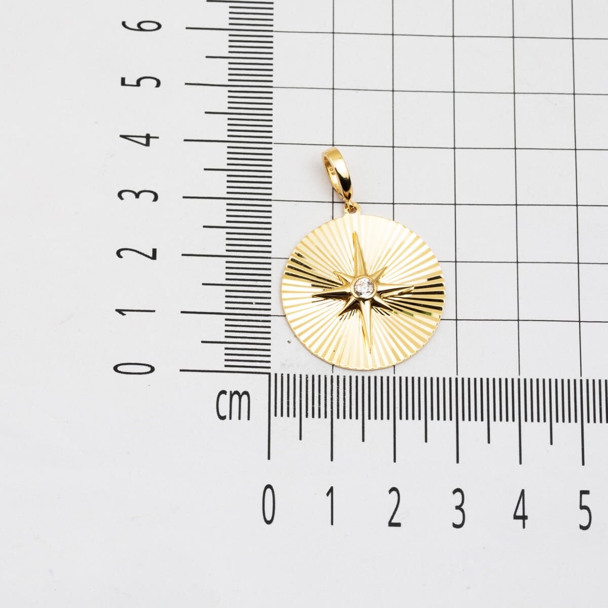 14K Yellow Gold Sparkling North Star Cubic Zirconia Pendant
