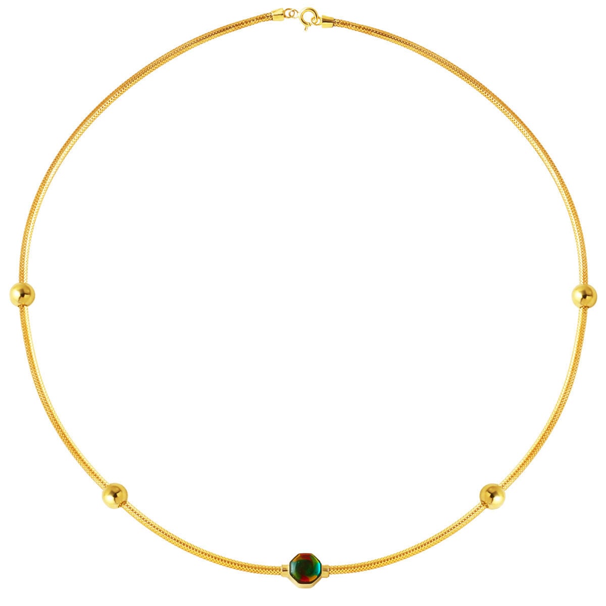 14K Yellow Gold Italian Collection Enamel Choker Necklace