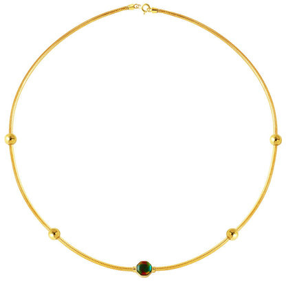 14K Yellow Gold Italian Collection Enamel Choker Necklace