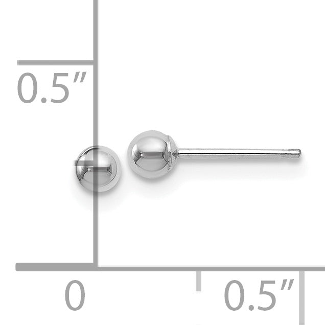 14K White Gold Polished 3mm Ball Post Earrings
