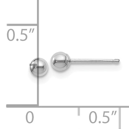 14K White Gold Polished 3mm Ball Post Earrings