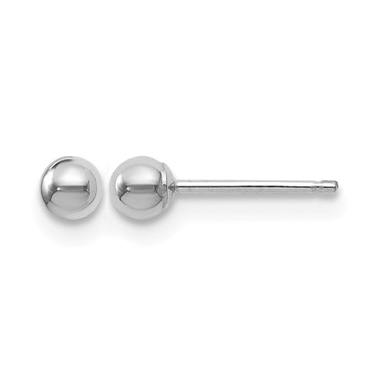 14K White Gold Polished 3mm Ball Post Earrings