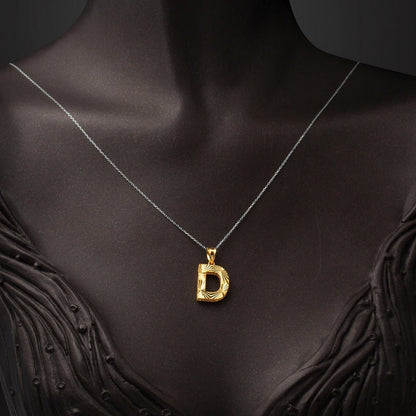 22K Yellow Gold Three Dimensional Initial D Pendant