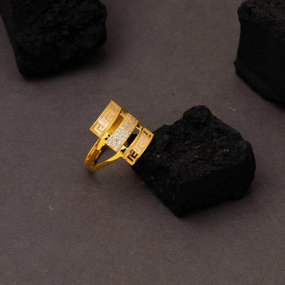 14K Yellow Gold Designer Inspired Cubic Zirconia Ring