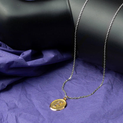 14K Yellow Gold Initial F Oval Pendant
