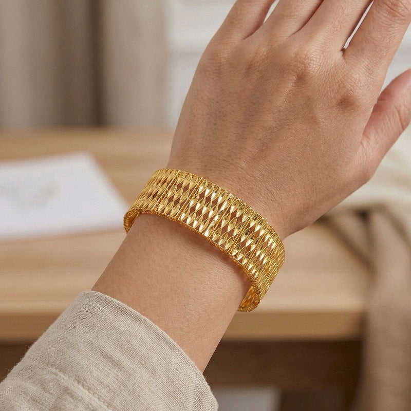 22K Yellow Gold Wide Modern Bracelet