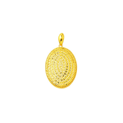 14K Yellow Gold Sparkling Oval Pendant