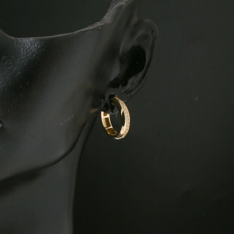 14K Yellow Gold Half Eternity Tennis Cubic Zirconia Hoop Earrings