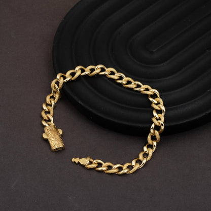 14K Yellow Gold Zebrac Buckle Curb ID Bracelet
