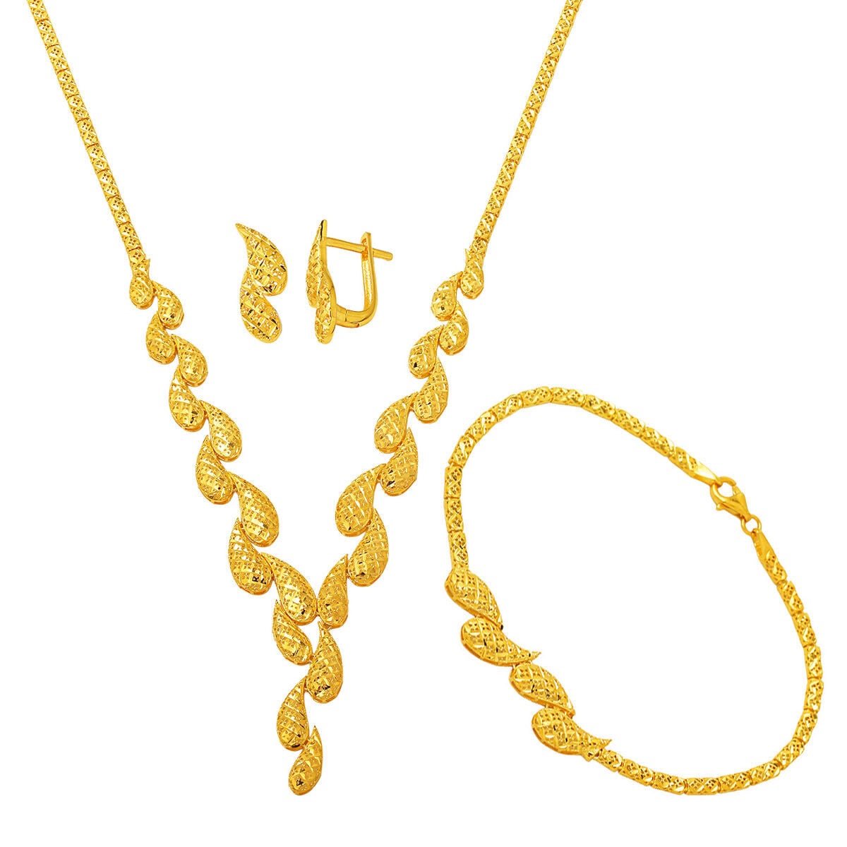 14K Yellow Gold Ivy Teardrop Jewelry Set