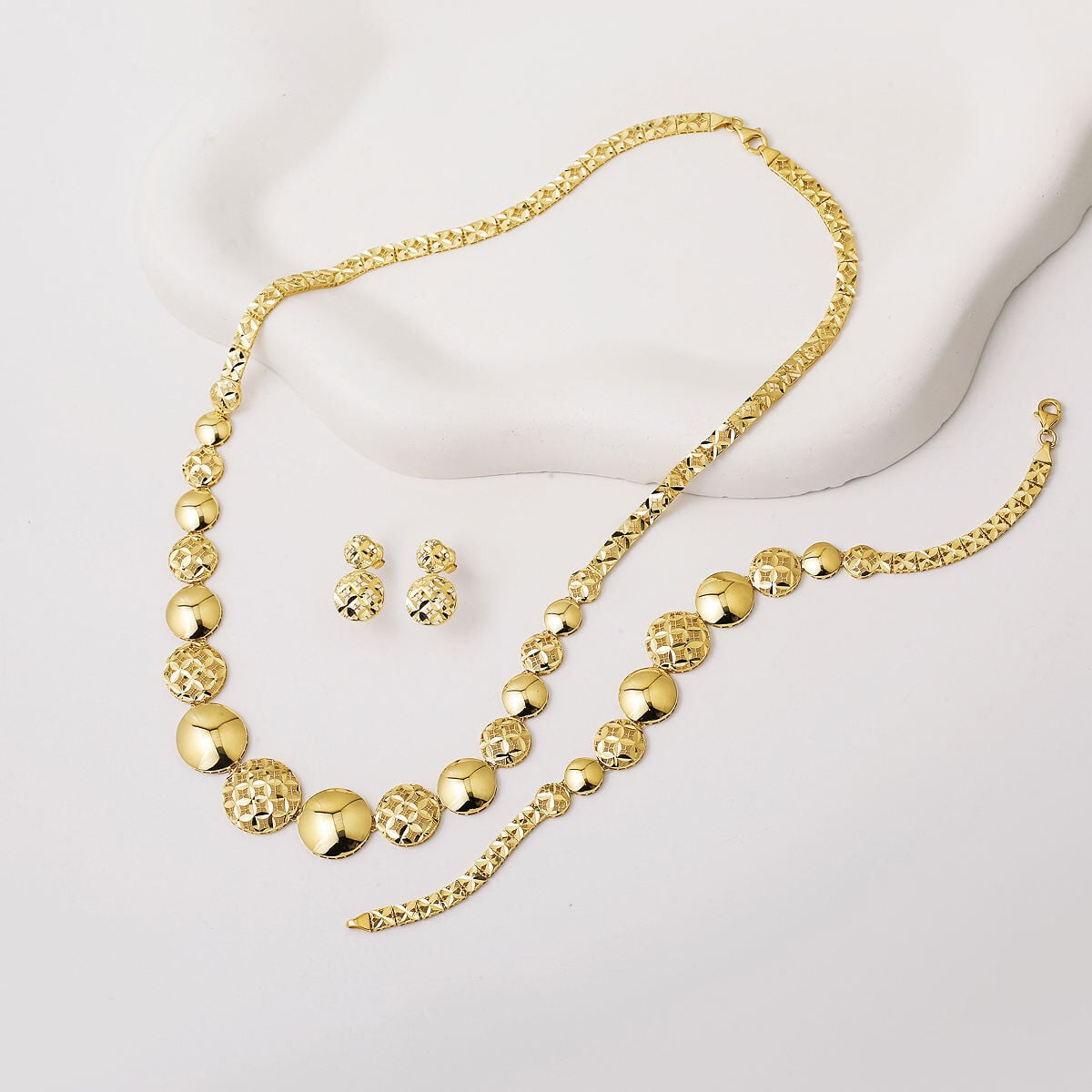 14K Yellow Gold Sphere Sparkling Wedding Set