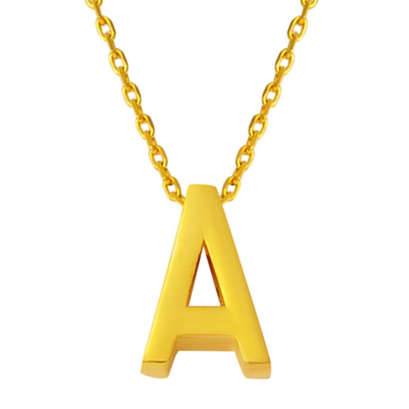 22K Yellow Gold Initial A Necklace