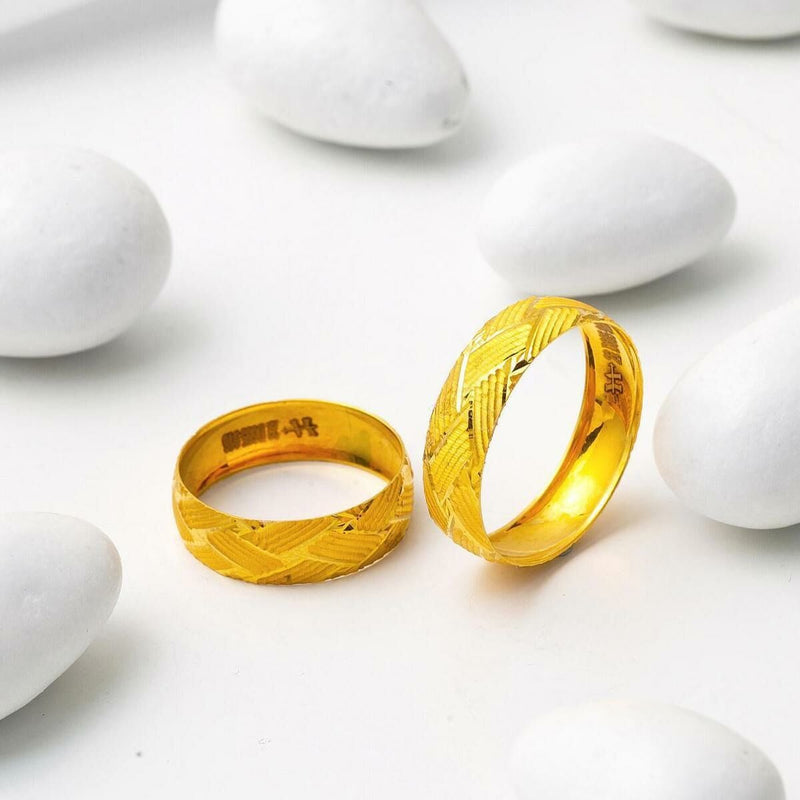 22K Yellow Gold Wedding Band Ring Set