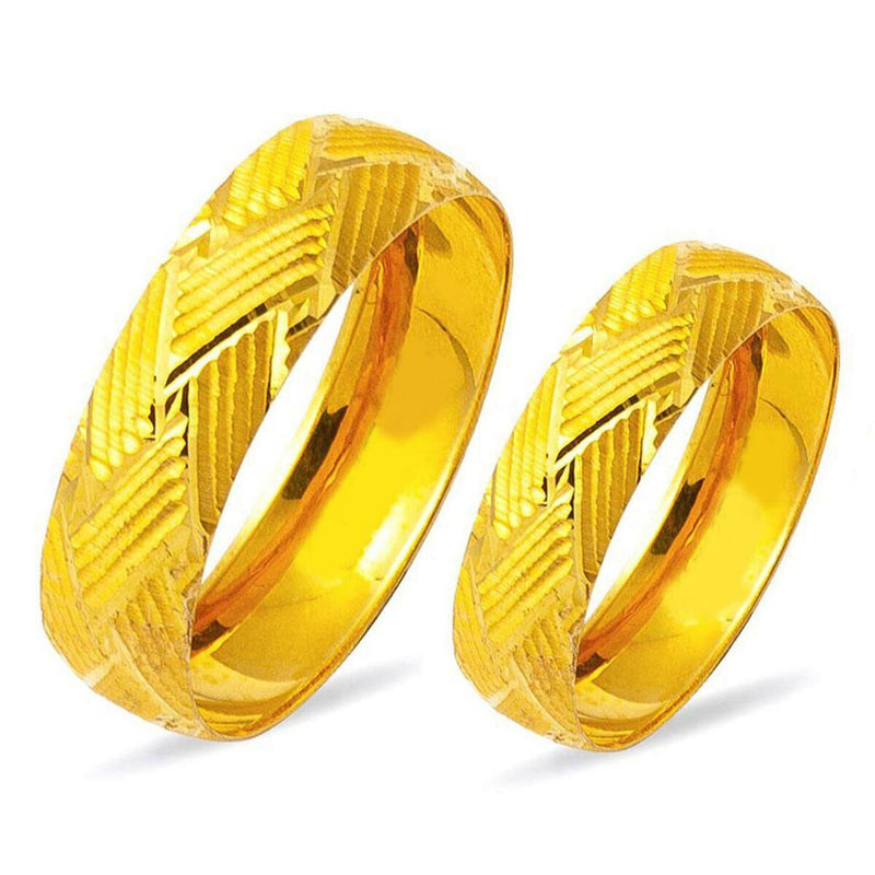 22K Yellow Gold Wedding Band Ring Set