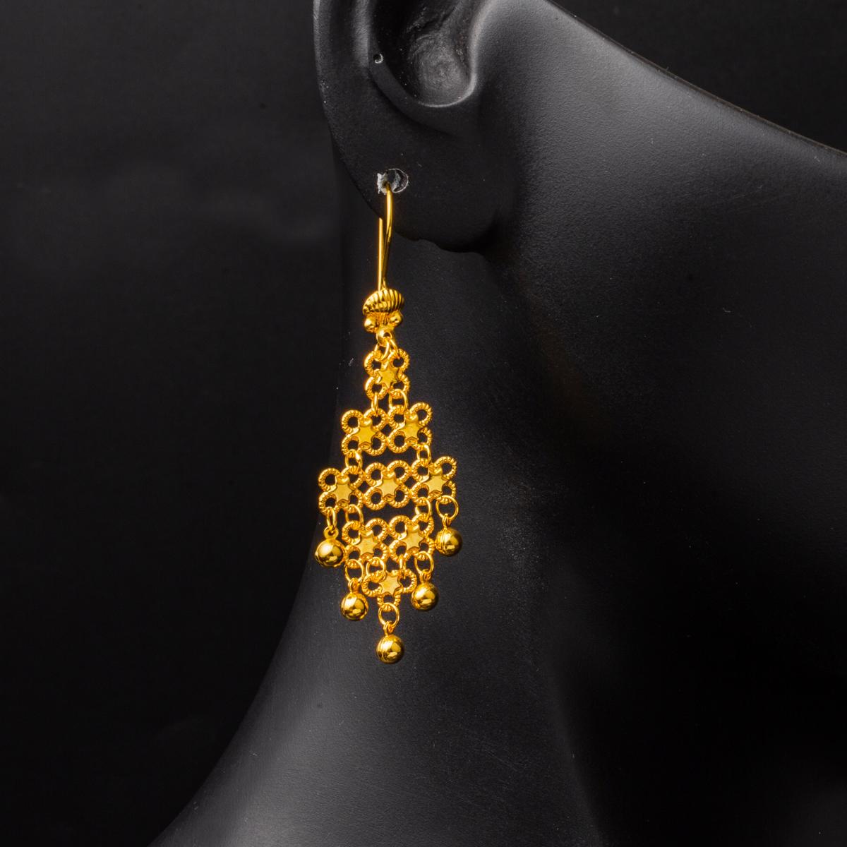 22K Yellow Gold Indian Style Earrings (5.36 g)