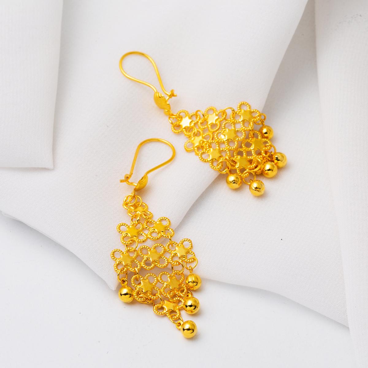 22K Yellow Gold Indian Style Earrings (5.36 g)