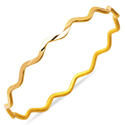 22K Yellow Gold Fluted Zigzag Ajda Bangle (14 g)