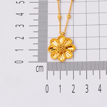 22K Yellow Gold Popcorn Chain Daisy Necklace