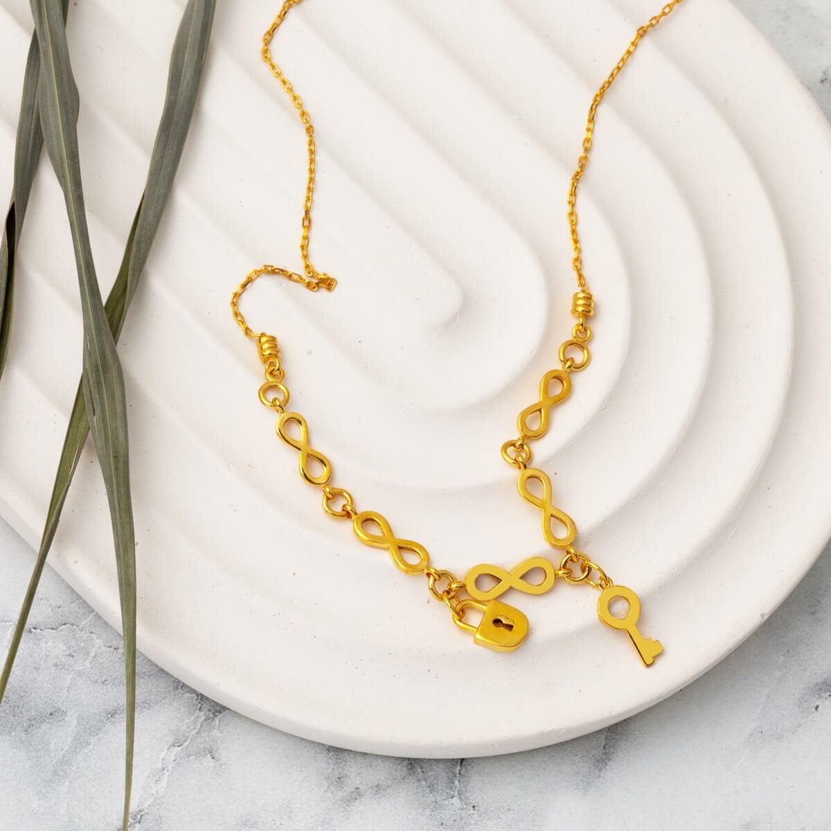 22K Yellow Gold Infinity Designer Inspired Necklace