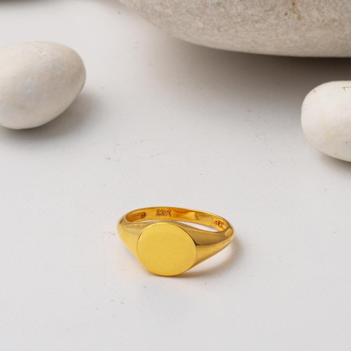 22K Yellow Gold Custom Text Personalized Signet Ring