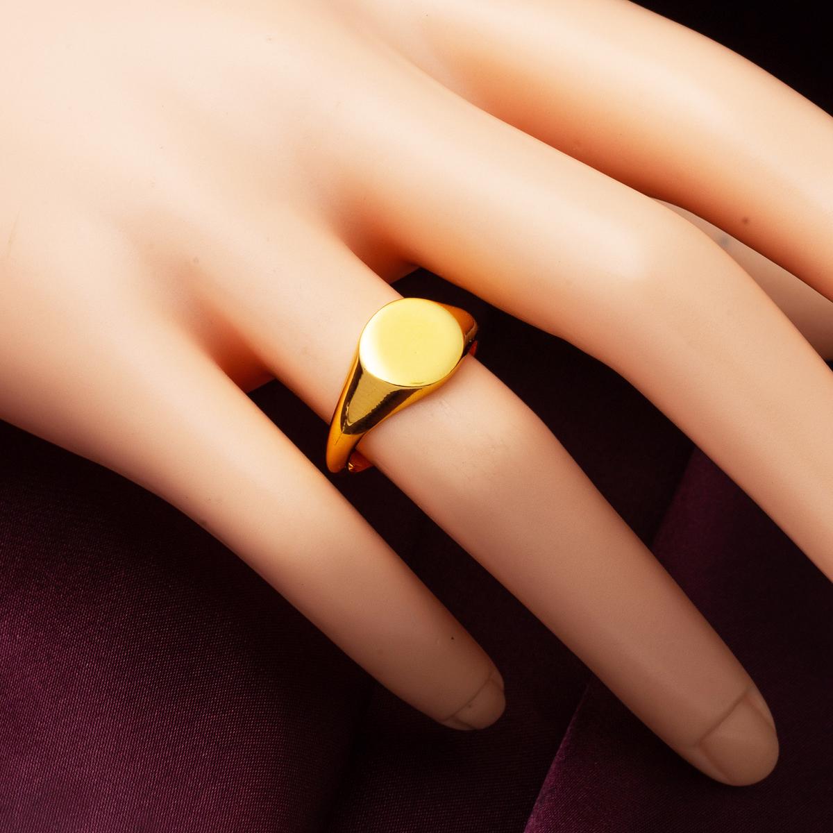 22K Yellow Gold Custom Text Personalized Signet Ring