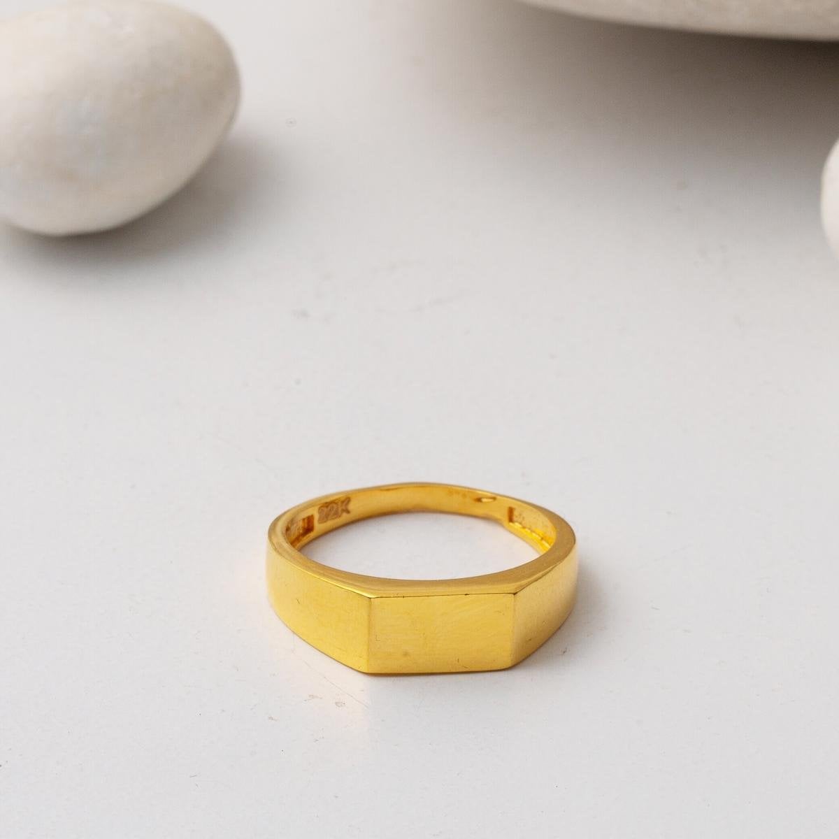 22K Yellow Gold Custom Text Personalized Signet Ring (3.73 g)
