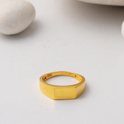 22K Yellow Gold Custom Text Personalized Signet Ring (3.73 g)