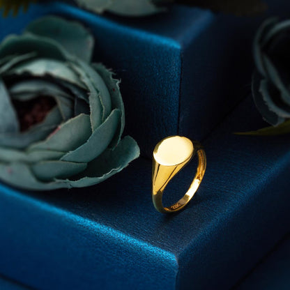 22K Yellow Gold Custom Text Personalized Signet Ring
