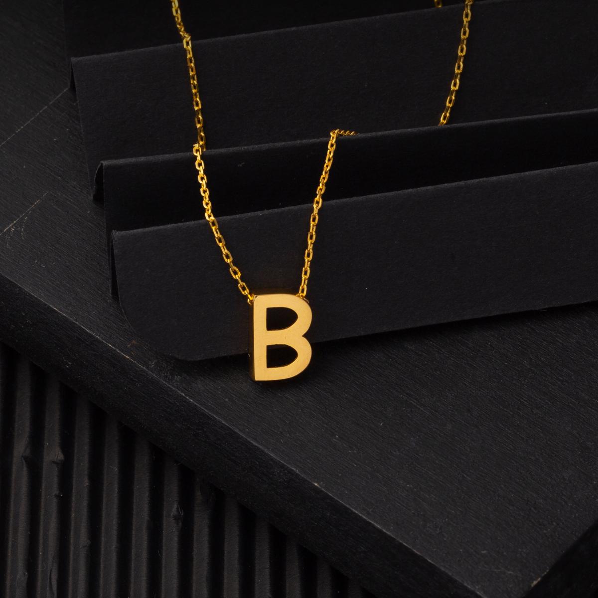 22K Yellow Gold Initial B Necklace