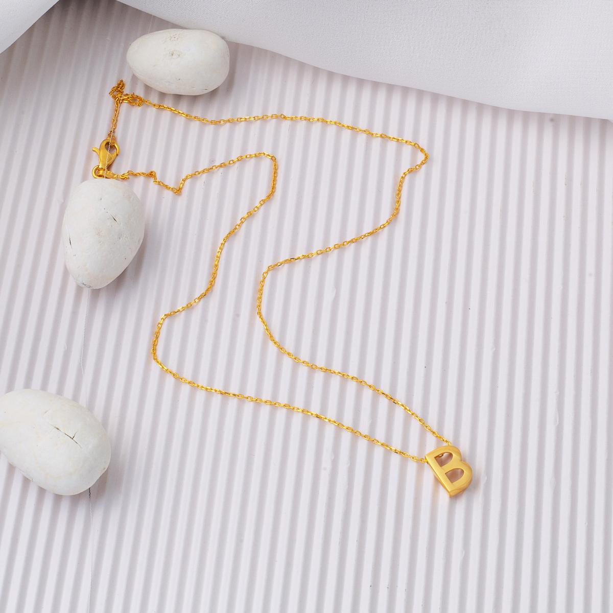 22K Yellow Gold Initial B Necklace