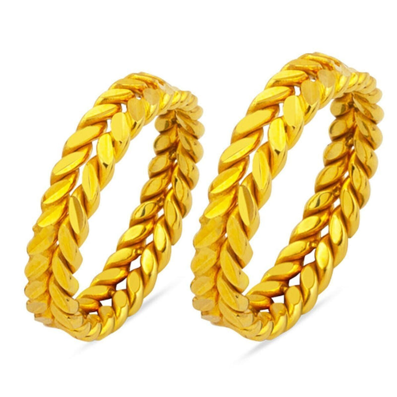 22K Yellow Gold Wheat Twisted Double Wedding Band