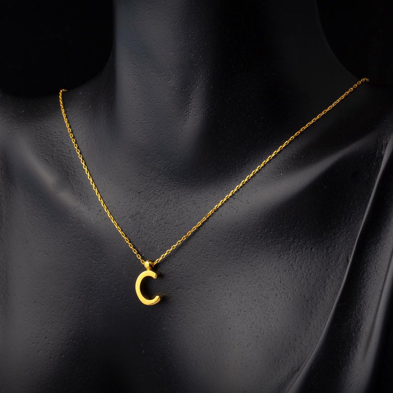 22K Yellow Gold Initial C Necklace