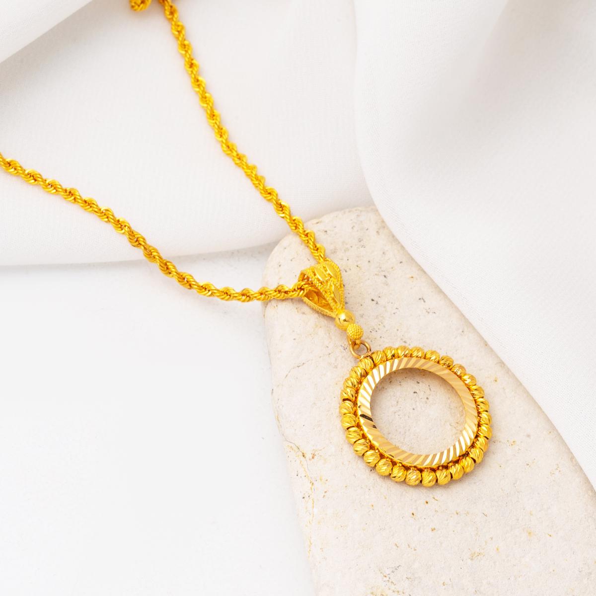 22K Yellow Gold Quarter Coin Attachable Chain Necklace