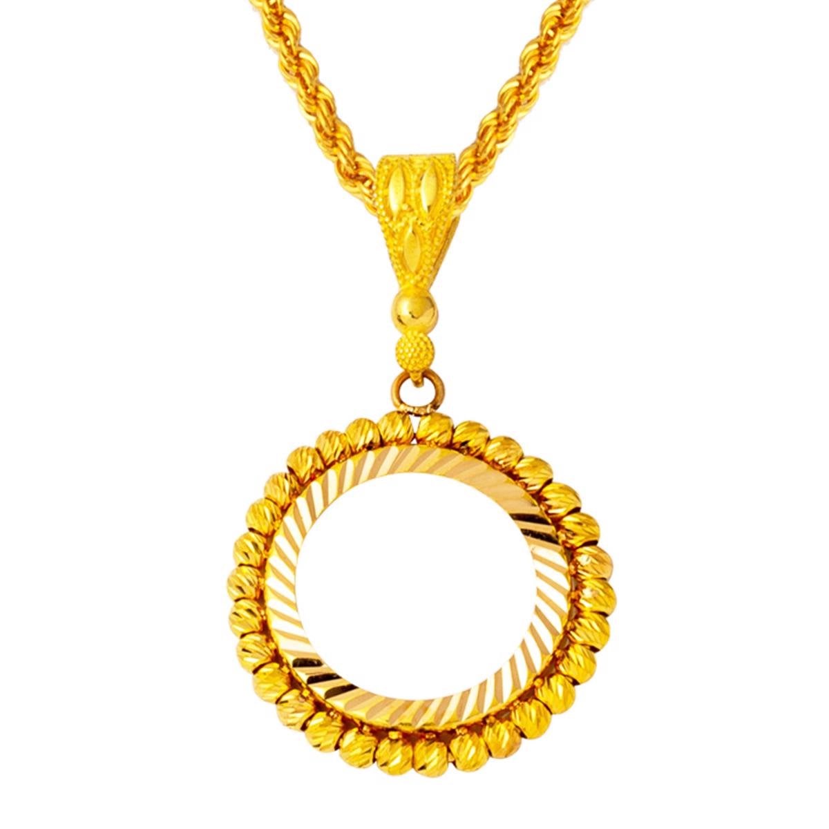 22K Yellow Gold Quarter Coin Attachable Chain Necklace