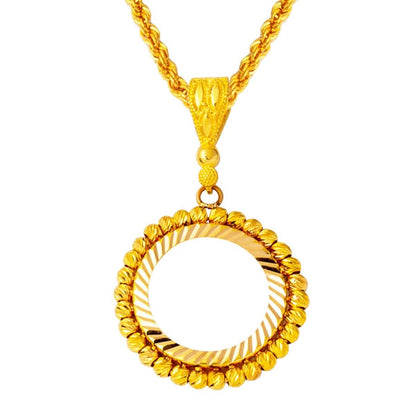 22K Yellow Gold Quarter Coin Attachable Chain Necklace