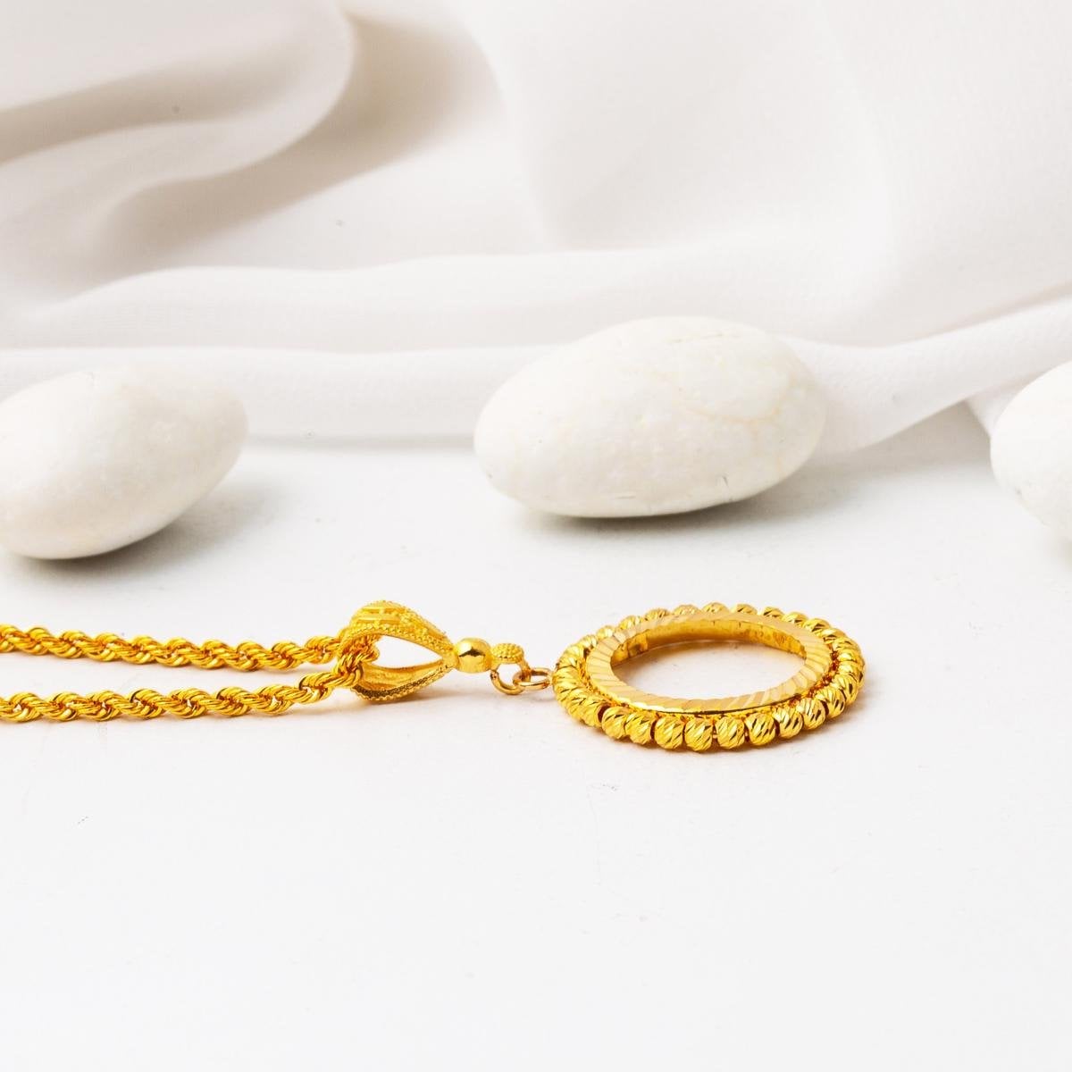 22K Yellow Gold Quarter Coin Attachable Chain Necklace