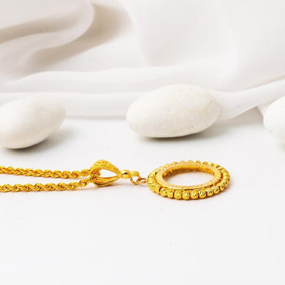 22K Yellow Gold Quarter Coin Attachable Chain Necklace