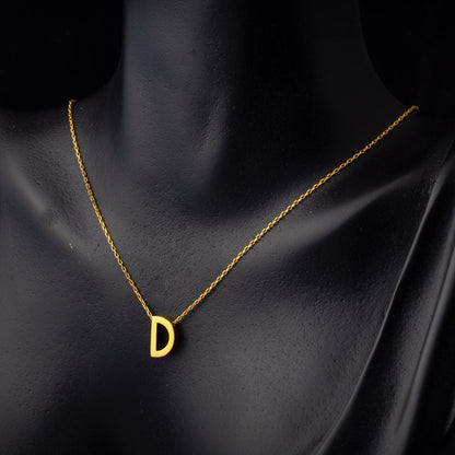 22K Yellow Gold D Initial Necklace