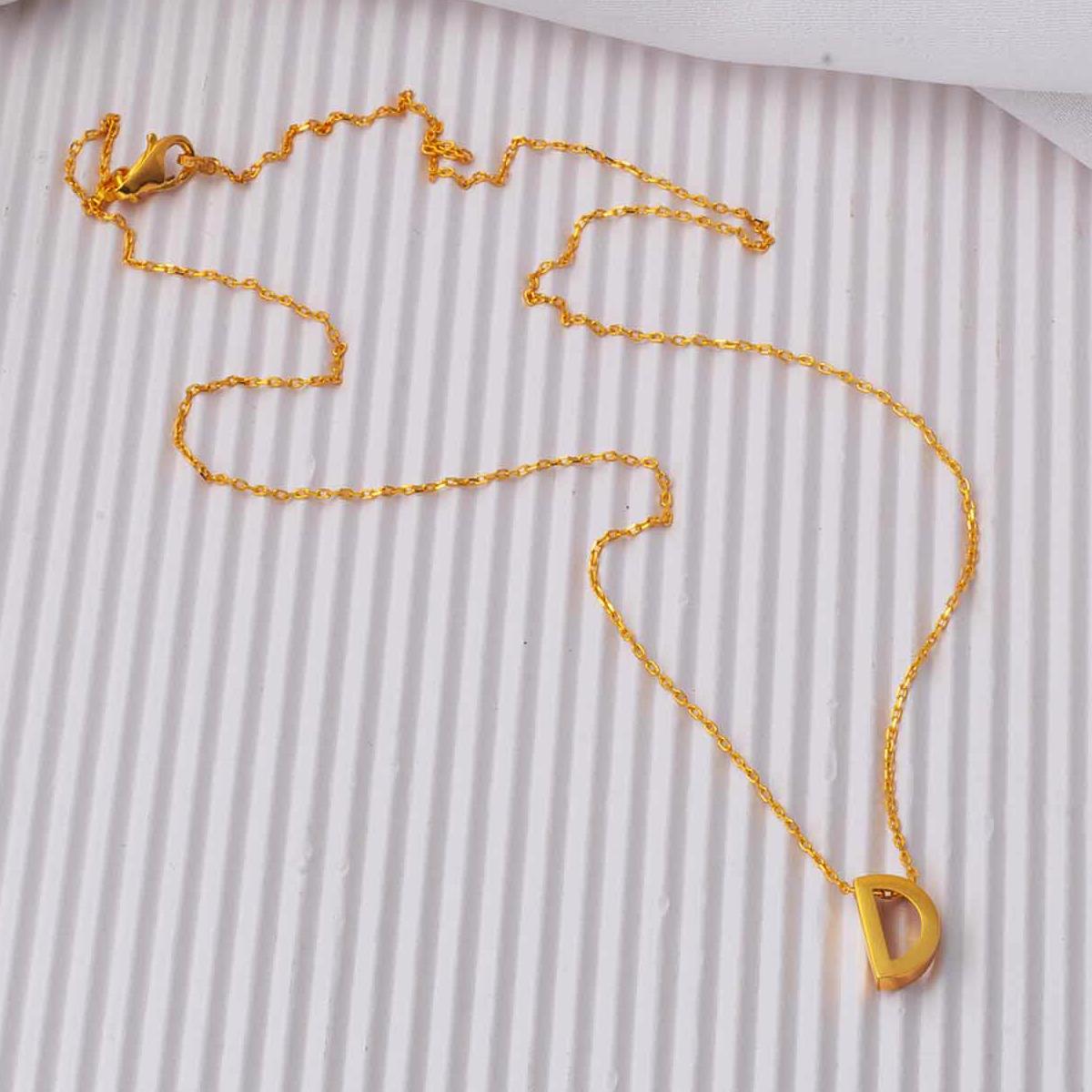 22K Yellow Gold D Initial Necklace