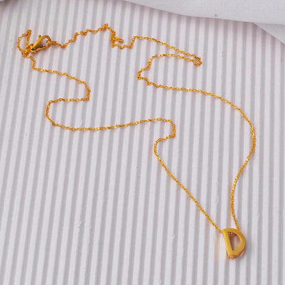 22K Yellow Gold D Initial Necklace