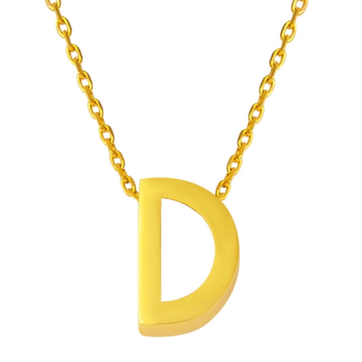 22K Yellow Gold D Initial Necklace