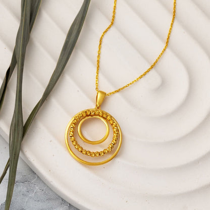 22K Yellow Gold Gold Bead Hoop Necklace